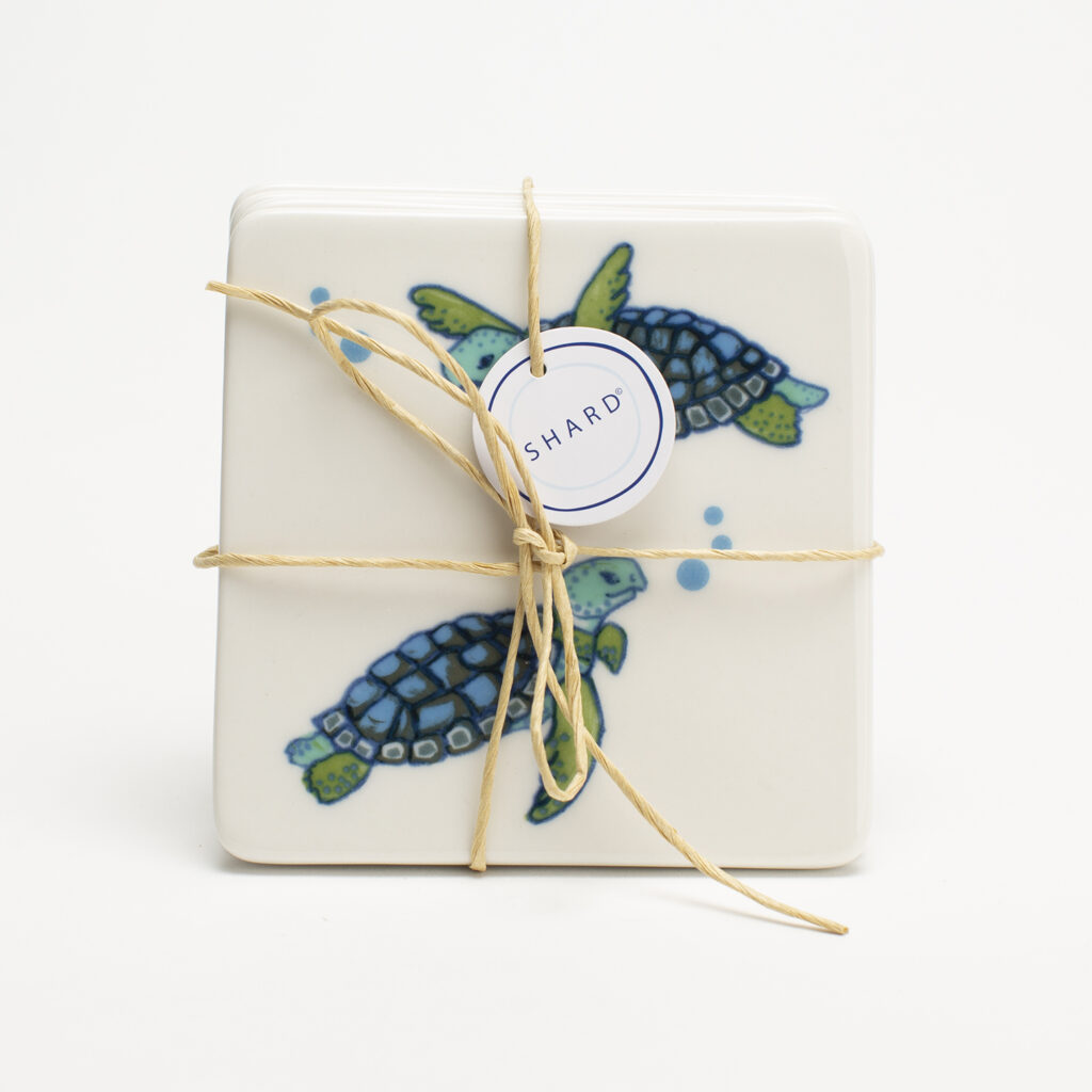4 Piece Coaster Set Turtles (QTY 6 Sets of 4 Coasters) Shard at Home