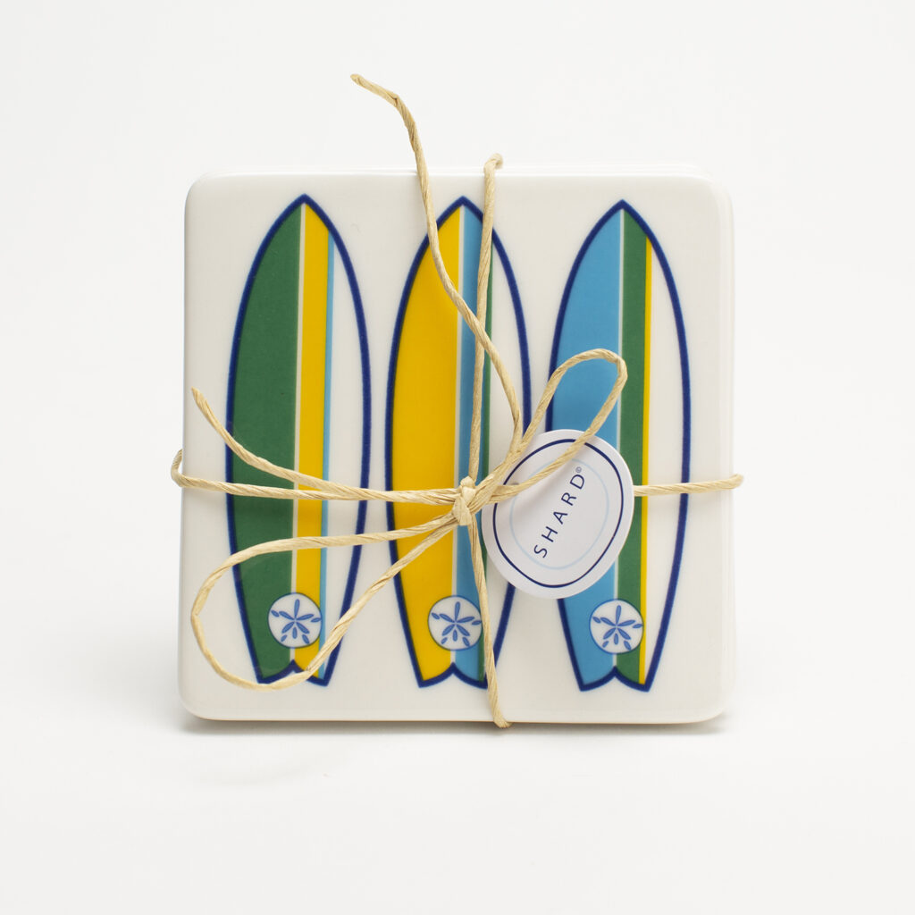 4 Piece Coaster Set Surfboard (QTY 6 Sets of 4 Coasters) Shard at Home