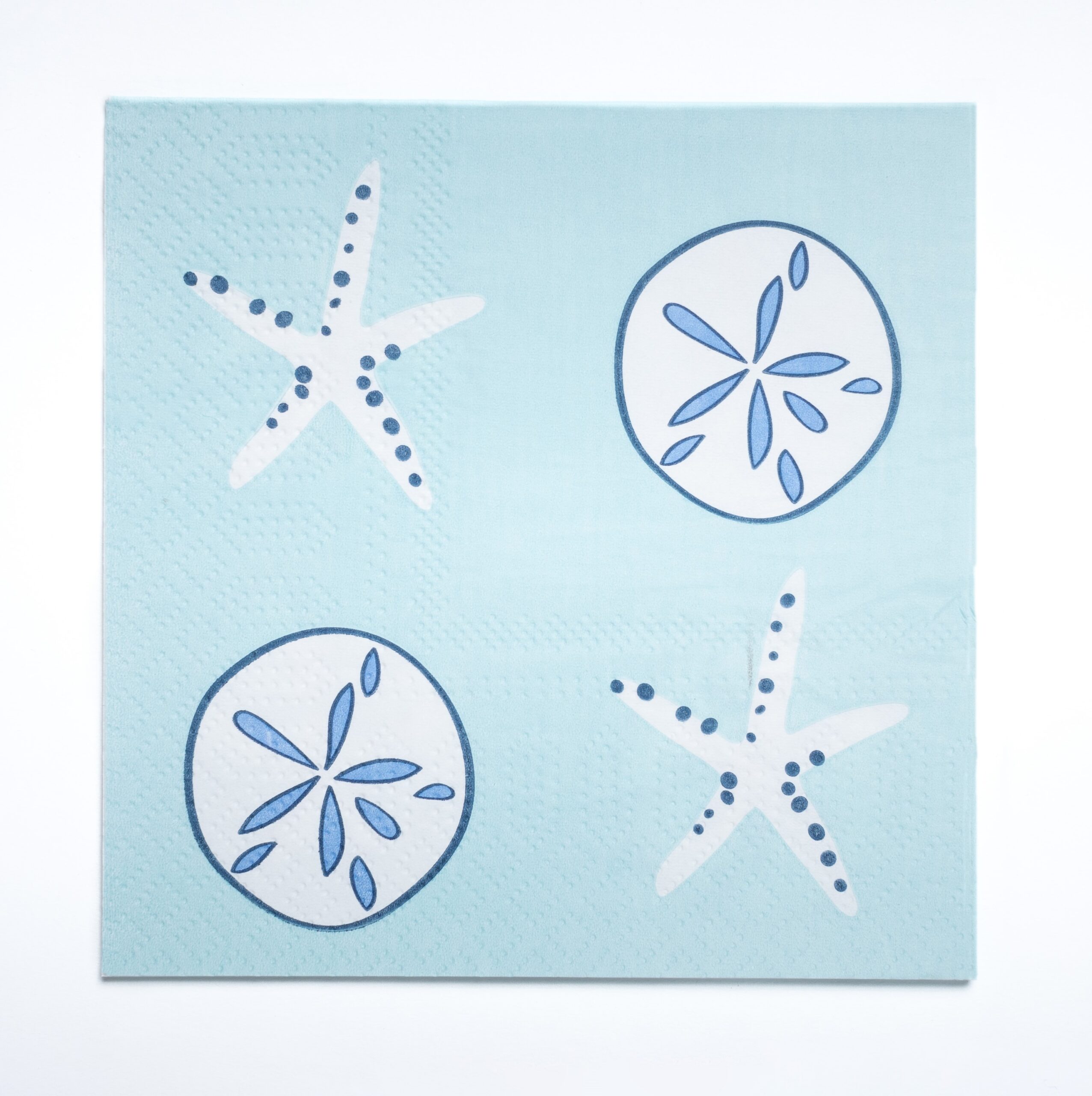 Paper Cocktail Napkins – Aqua Shells (12 pkgs of 20 Napkins)
