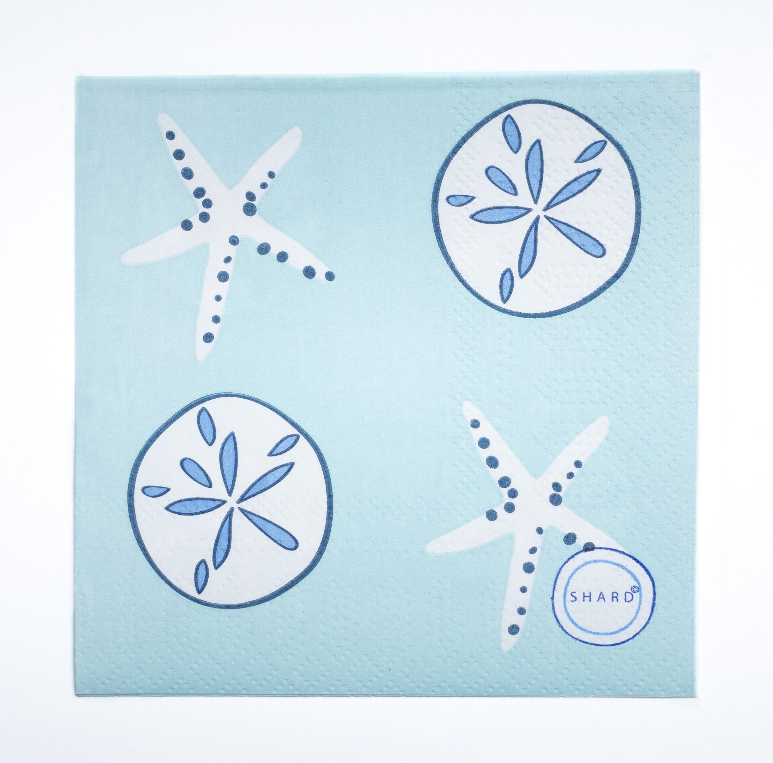Paper Cocktail Napkins – Aqua Shells (12 pkgs of 20 Napkins) - Image 2